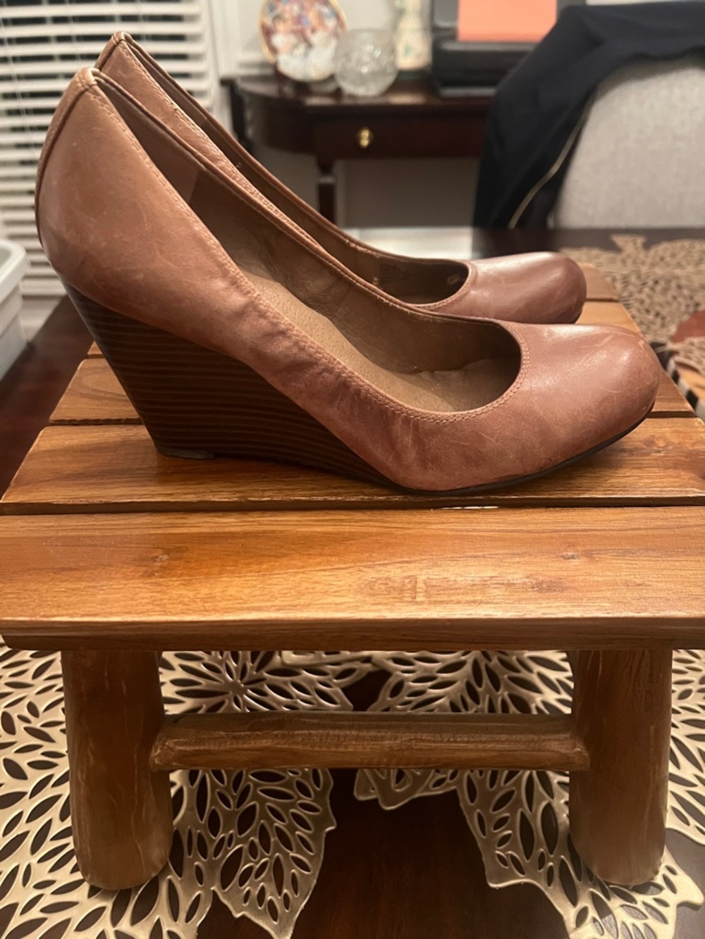 Jessica Simpson Simpson Cash Brown Round-Toe Leather Pumps 8.5